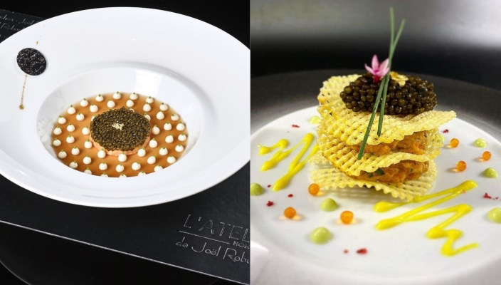 L'Atelier de Joël Robuchon 於餐前會為大家奉上精緻的麵包籃，當中總共有多達 8 款的迷你麵包，餐廳會建議大家可以「打包」拿回家品嚐以留肚享受主餐。就前菜而言，Le Cavia